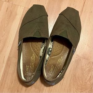 Olive Green Toms Canvas Slip On